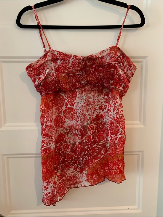 le chateau Tops - Le Chateau , women's Red chiffon Floral Print Spaghetti Strap Women's Camisole L